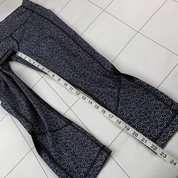 Lululemon Leggings Womens 4 Black White Pace Rival Crop Speckle Floral Mesh Gym - Picture 10 of 10